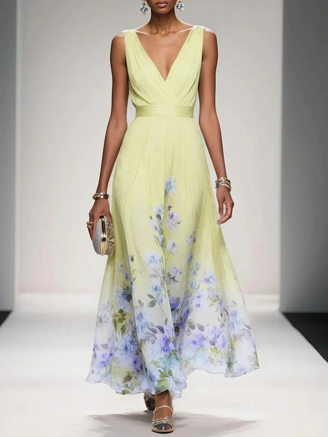 Elena | Women's Sleeveless V-Neck Maxi Dress