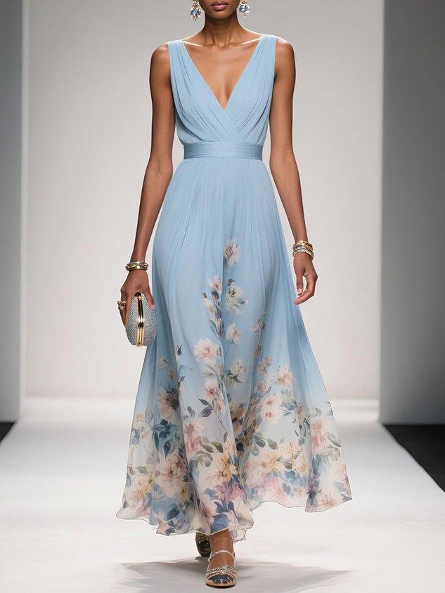 Elena | Women's Sleeveless V-Neck Maxi Dress