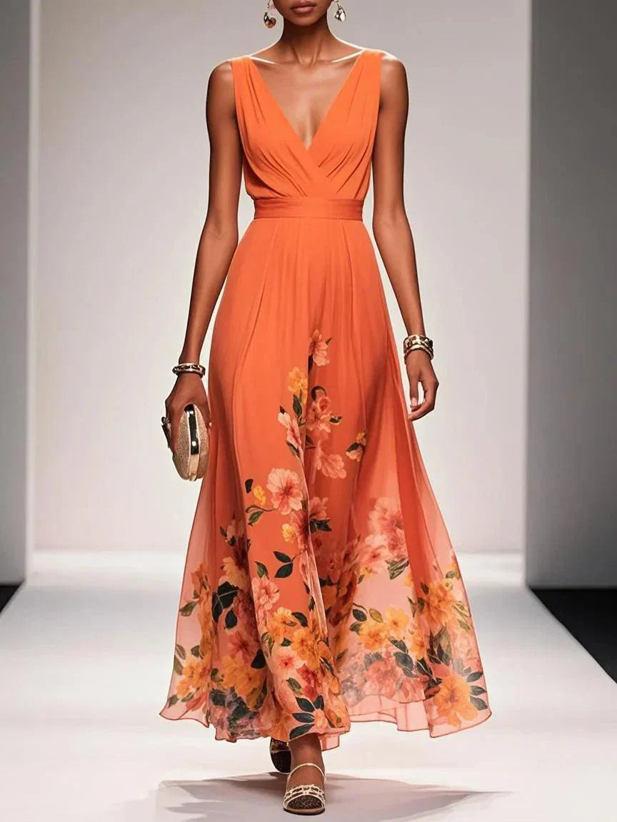 Elena | Women's Sleeveless V-Neck Maxi Dress