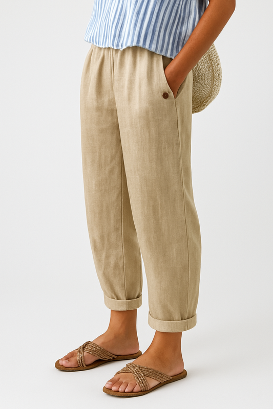 Elina | Women's Summer Cropped Linen Pants