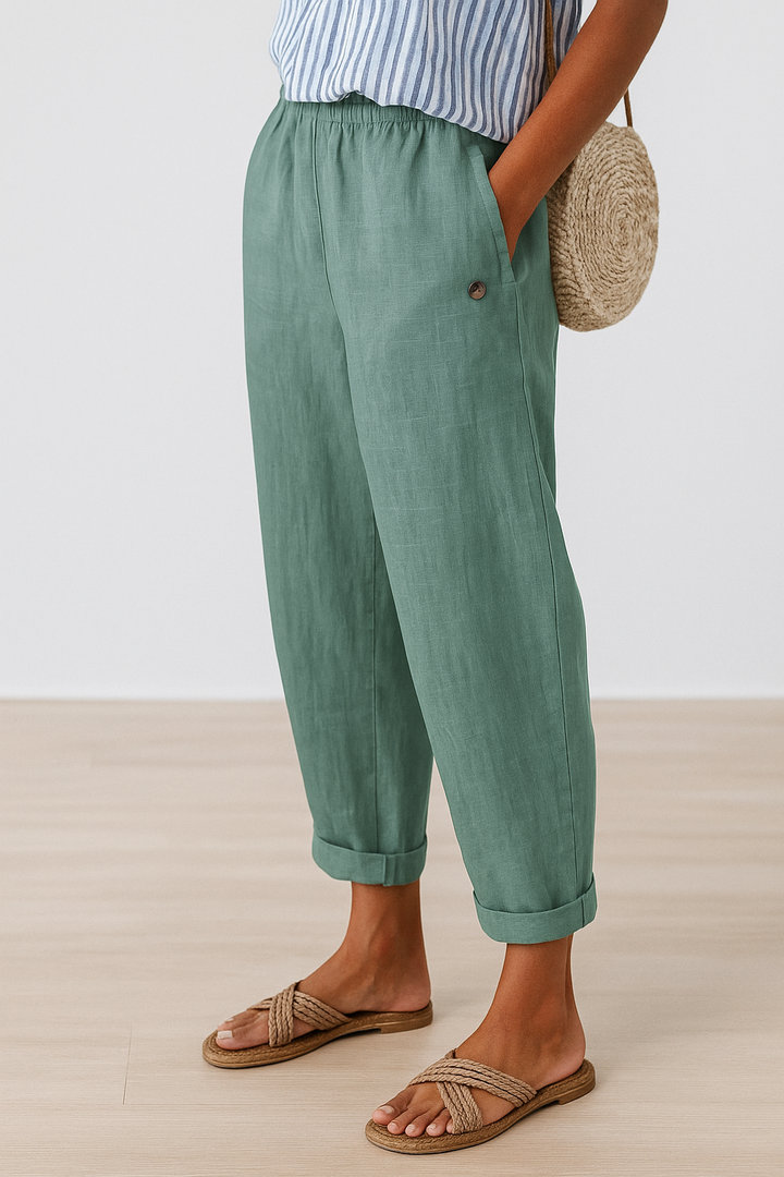 Elina | Women's Summer Cropped Linen Pants