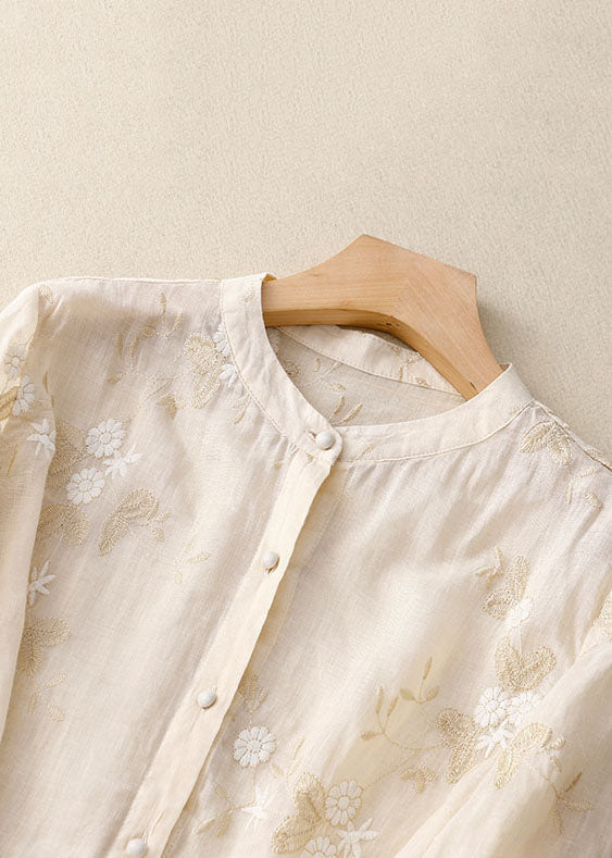 Ivy | Women's Layered Sheer Floral Embroidered Three Quarter Sleeve Blouse