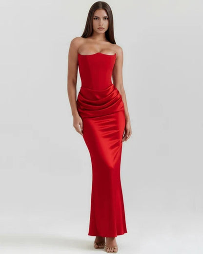 Wendy | Women's Strapless Satin Corset Evening Dress
