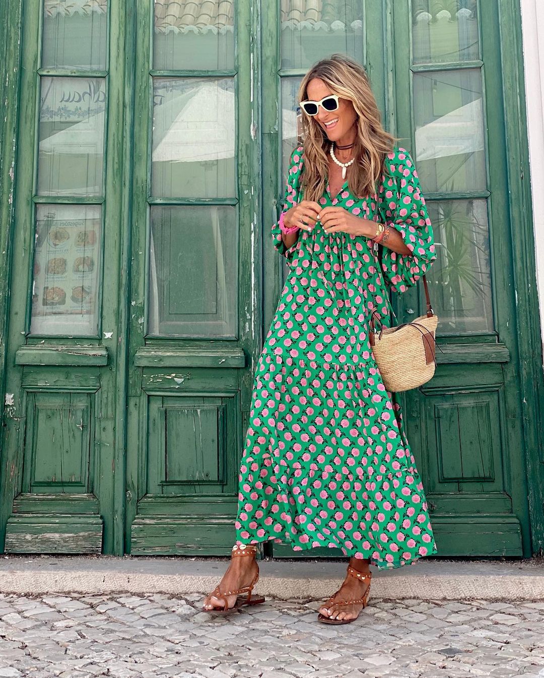 Kathleen | Women's V-Neck Flowy Spring Maxi Dress