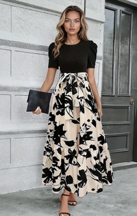 Amelia | Women's Summer Short Sleeve Elegant Maxi Dress