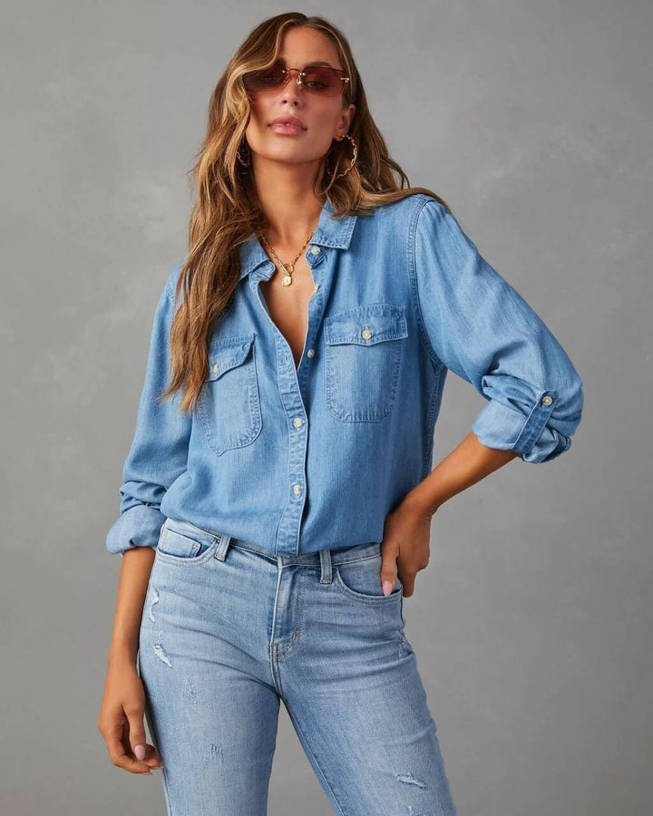 Noa | Women's Oversized Button Front Denim Blouse