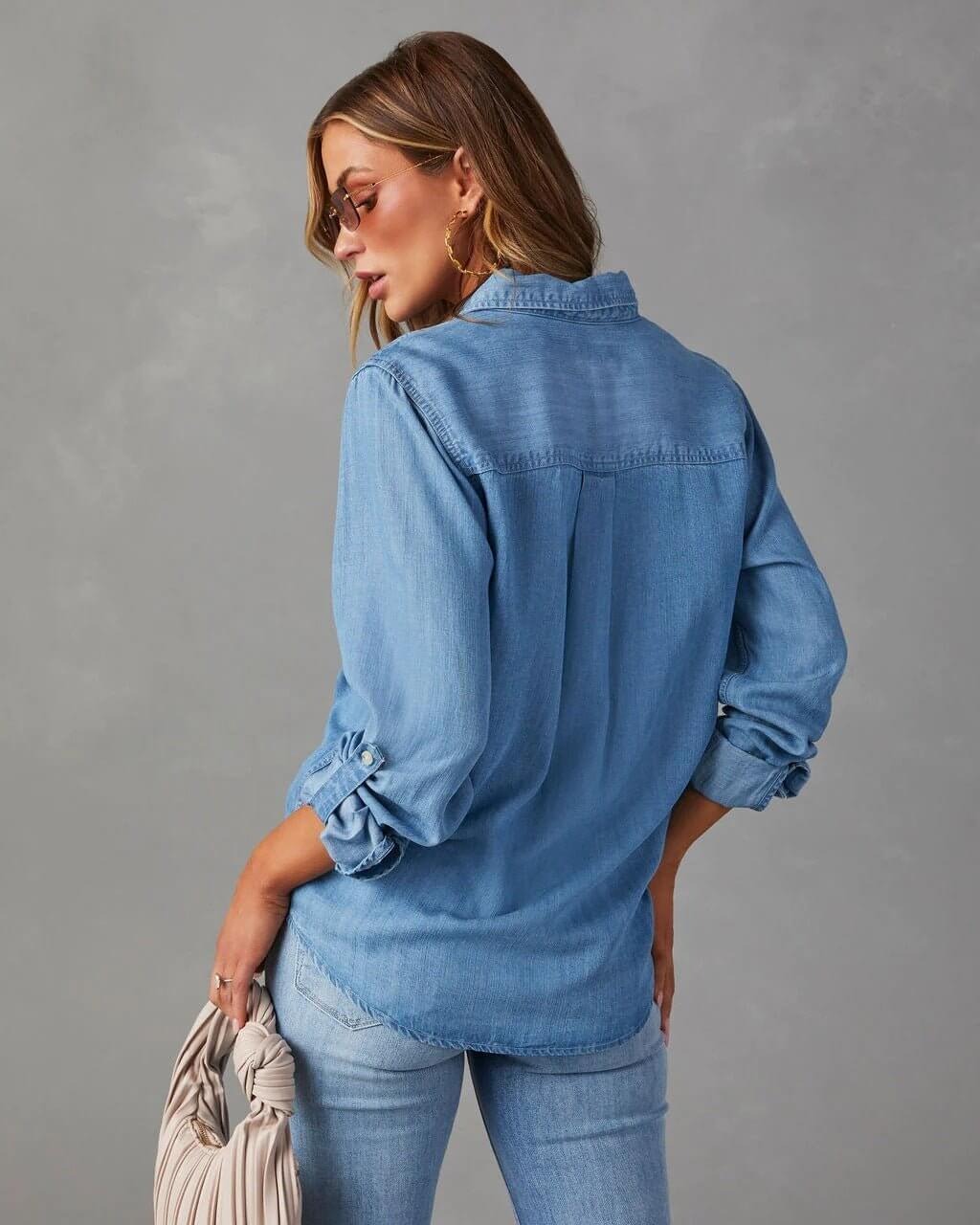 Noa | Women's Oversized Button Front Denim Blouse