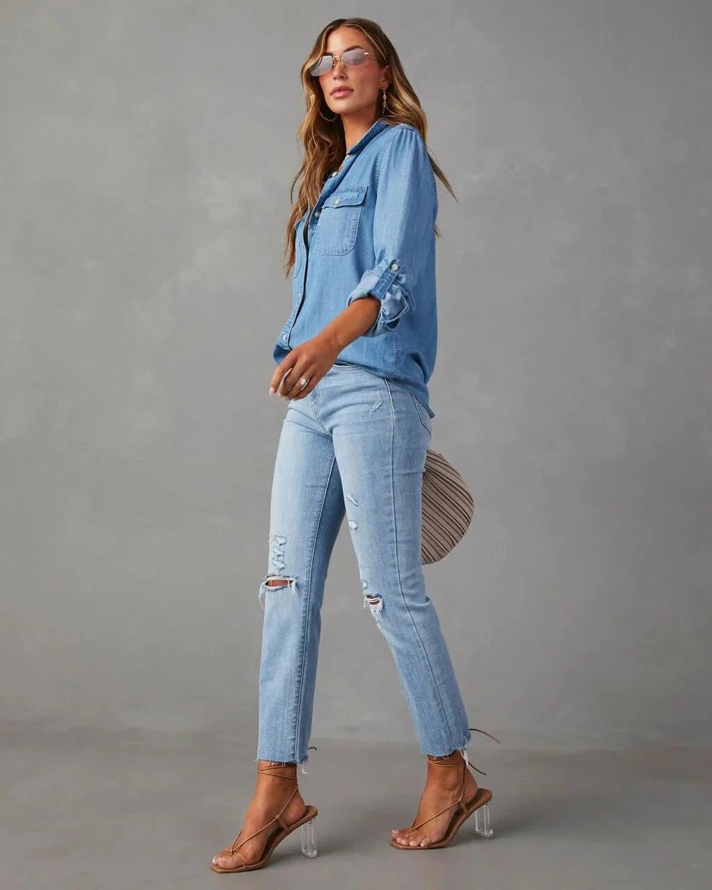 Noa | Women's Oversized Button Front Denim Blouse
