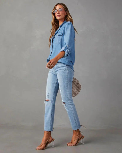 Noa | Women's Oversized Button Front Denim Blouse