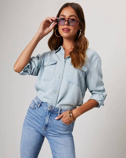 Noa | Women's Oversized Button Front Denim Blouse