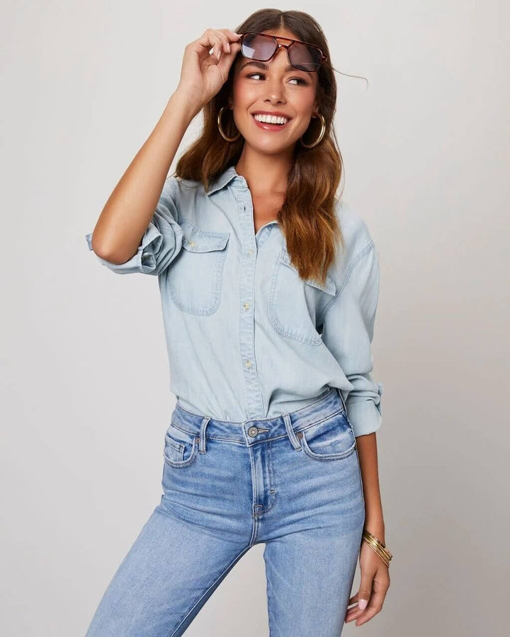 Noa | Women's Oversized Button Front Denim Blouse