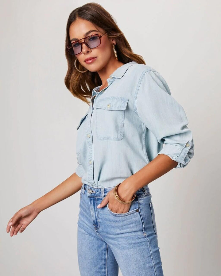 Noa | Women's Oversized Button Front Denim Blouse