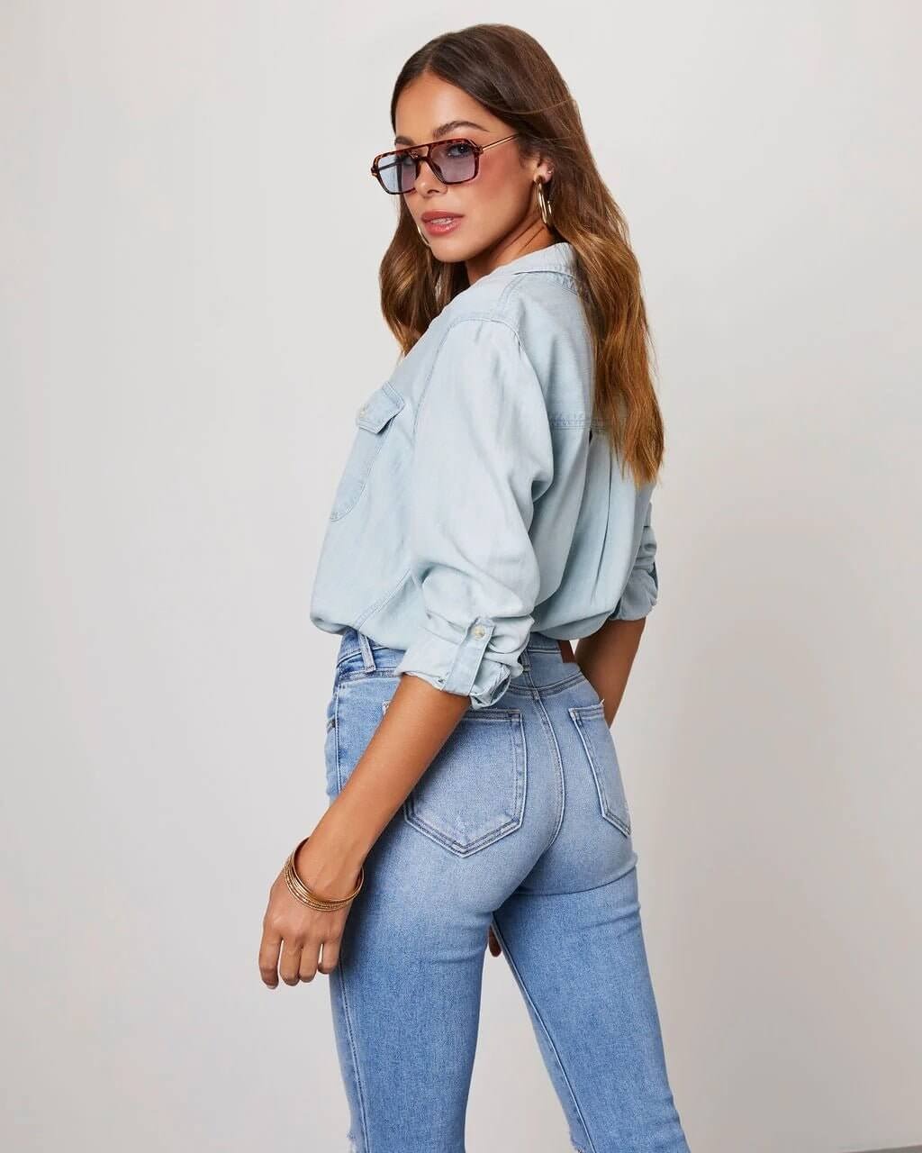 Noa | Women's Oversized Button Front Denim Blouse