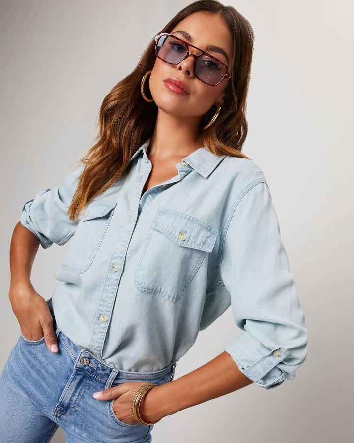 Noa | Women's Oversized Button Front Denim Blouse