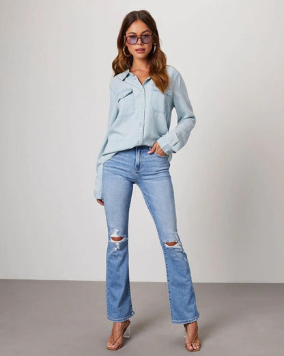 Noa | Women's Oversized Button Front Denim Blouse