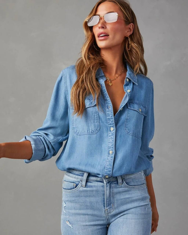 Noa | Women's Oversized Button Front Denim Blouse