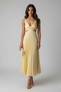 Elara | Women's Pleated Midi Wedding Guest Dress