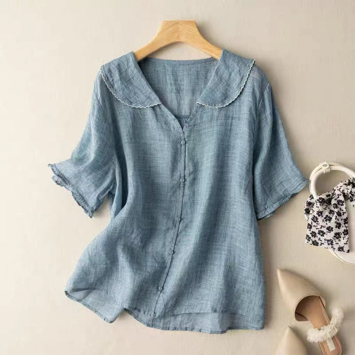 Lily | Women's Relaxed Fit Button Front Vintage Casual Blouse
