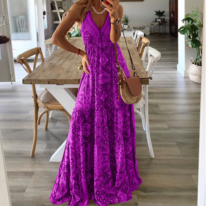 Willow | Women's Boho V-Neck Flowy Maxi Dress