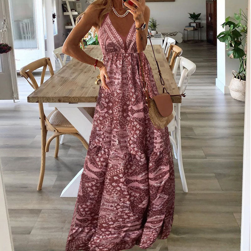 Willow | Women's Boho V-Neck Flowy Maxi Dress