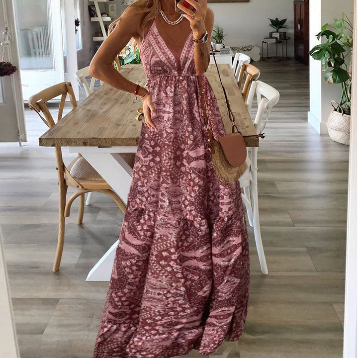 Willow | Women's Boho V-Neck Flowy Maxi Dress