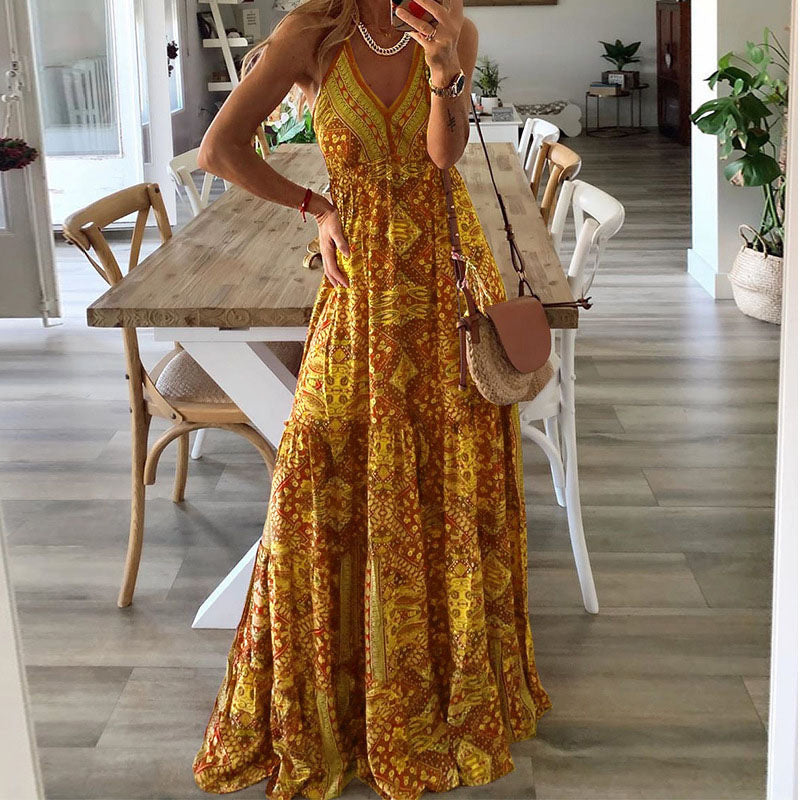 Willow | Women's Boho V-Neck Flowy Maxi Dress