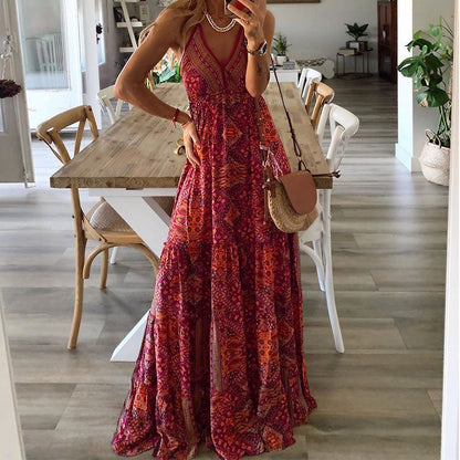 Willow | Women's Boho V-Neck Flowy Maxi Dress