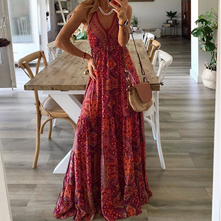 Willow | Women's Boho V-Neck Flowy Maxi Dress