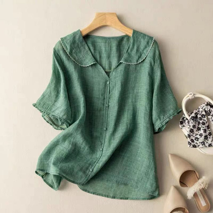 Lily | Women's Relaxed Fit Button Front Vintage Casual Blouse