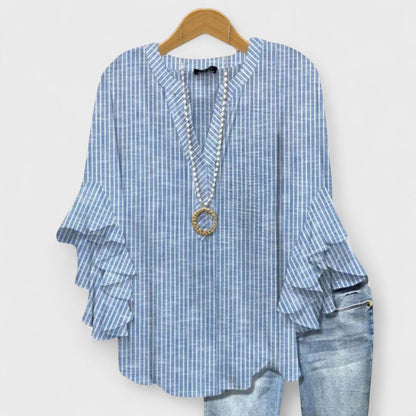Hannah | Women's Floral Print Ruffle Sleeve Summer Blouse