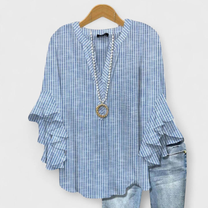 Hannah | Women's Floral Print Ruffle Sleeve Summer Blouse
