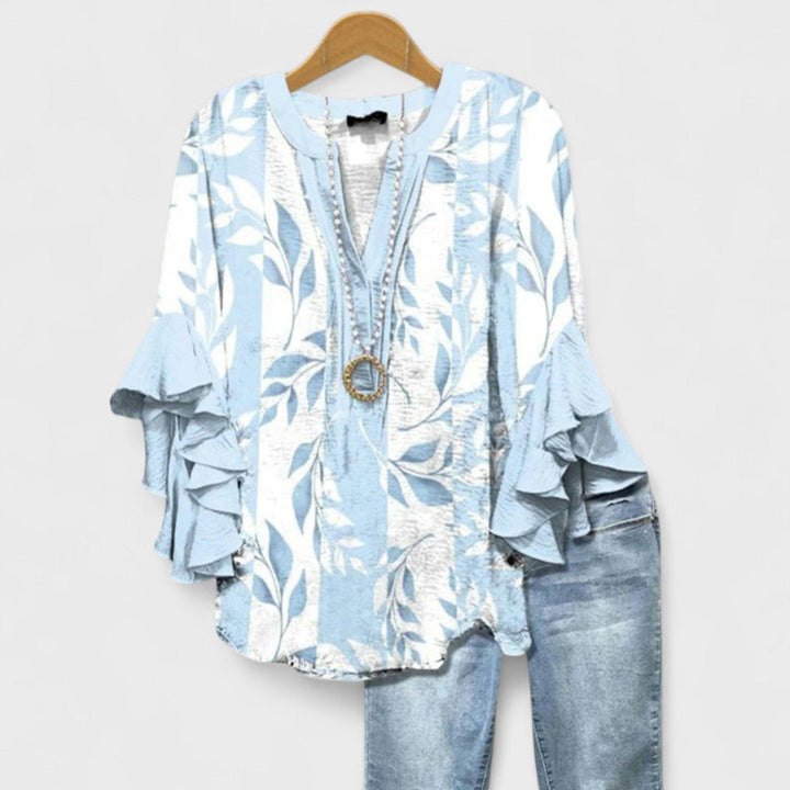 Hannah | Women's Floral Print Ruffle Sleeve Summer Blouse