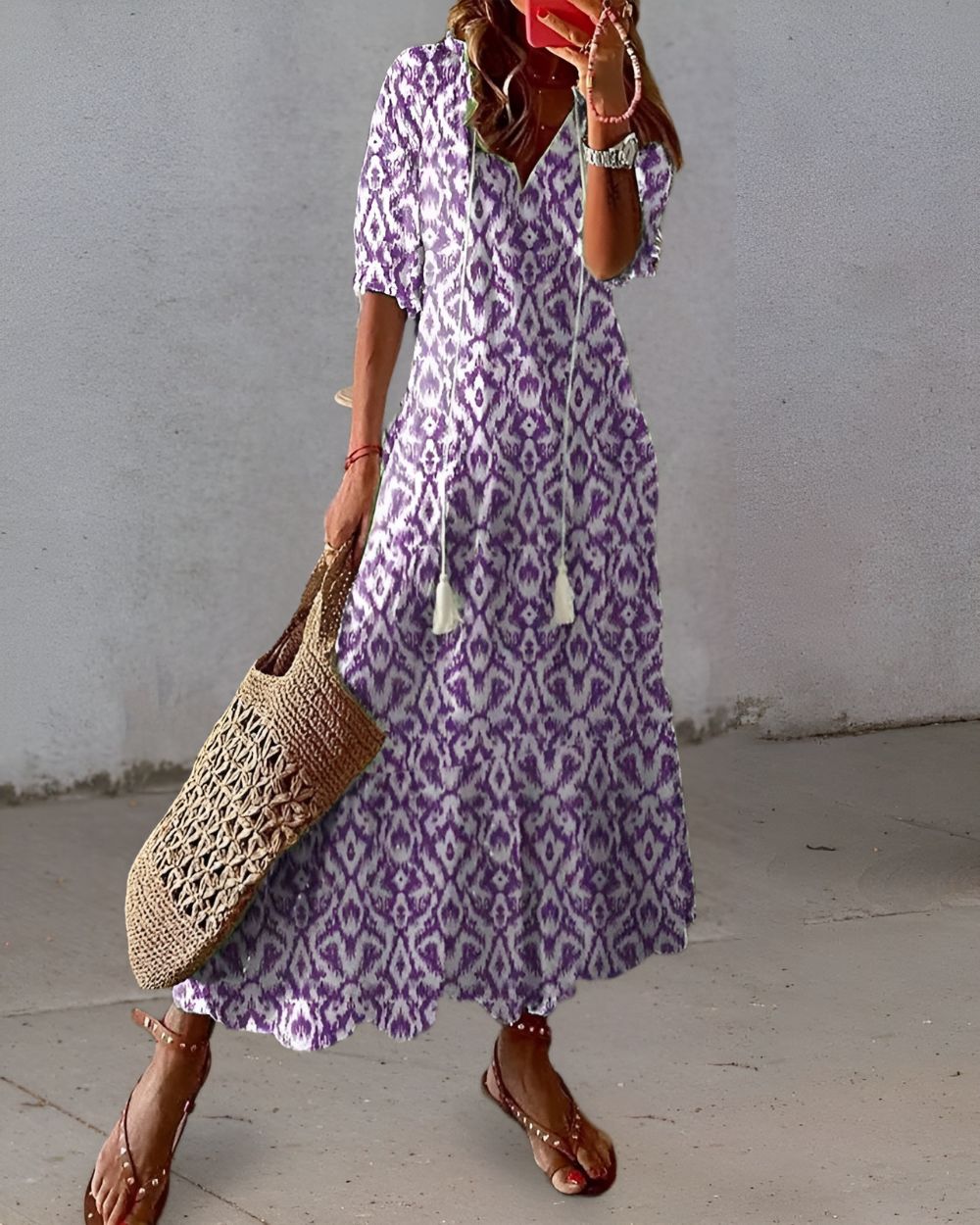 Nora | Women's Printed Relaxed Fit Midi Dress