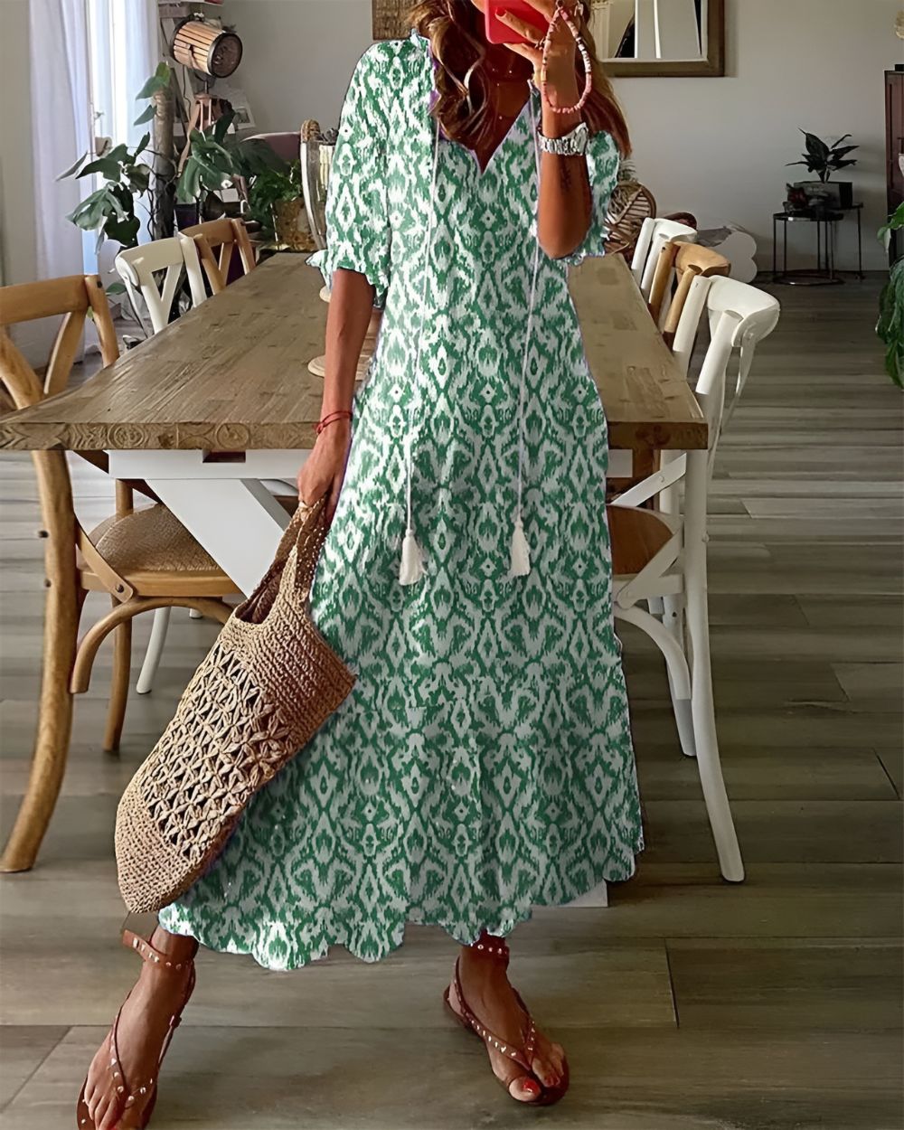 Nora | Women's Printed Relaxed Fit Midi Dress