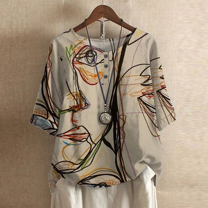 Chloe | Women's Floral Print Short Sleeve Relaxed Fit Casual Blouse