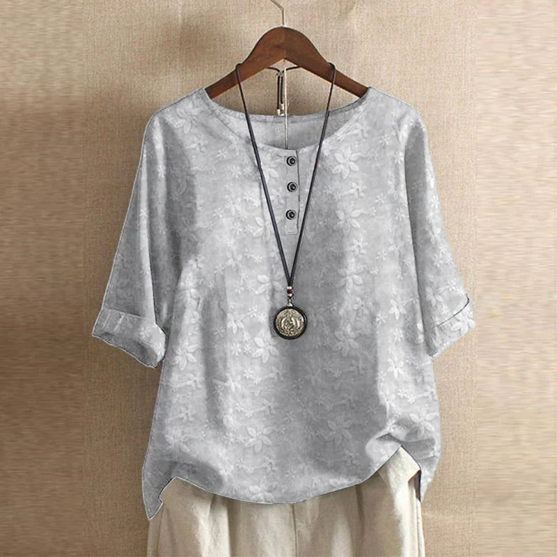 Chloe | Women's Floral Print Short Sleeve Relaxed Fit Casual Blouse