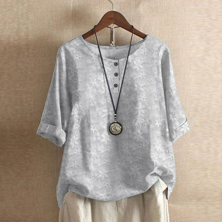 Chloe | Women's Floral Print Short Sleeve Relaxed Fit Casual Blouse