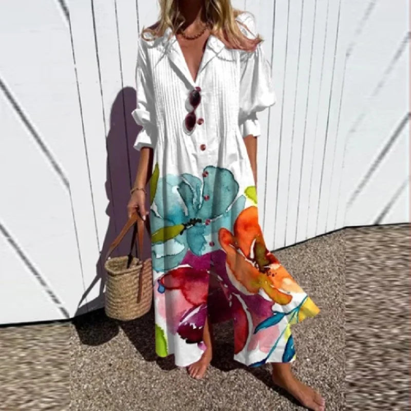 Natasha | Women's Boho Floral Wide Cut Maxi Dress