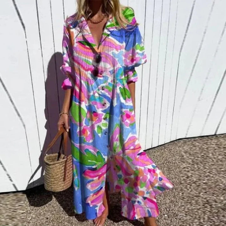 Natasha | Women's Boho Floral Wide Cut Maxi Dress