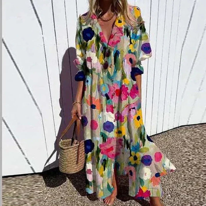 Natasha | Women's Boho Floral Wide Cut Maxi Dress