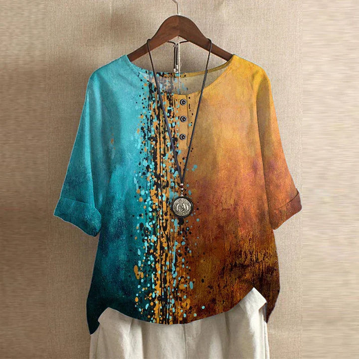 Chloe | Women's Floral Print Short Sleeve Relaxed Fit Casual Blouse
