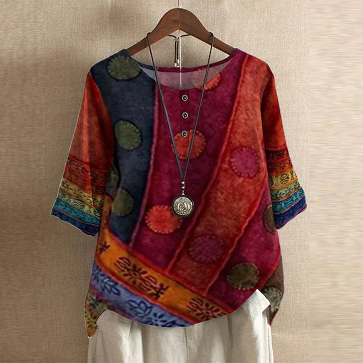 Chloe | Women's Floral Print Short Sleeve Relaxed Fit Casual Blouse