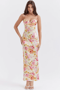 Ursula | Women's Floral Strappy Wedding Guest Maxi Dress