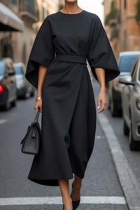 Noemi | Women's Relaxed Fit Wide Sleeve Midi Dress