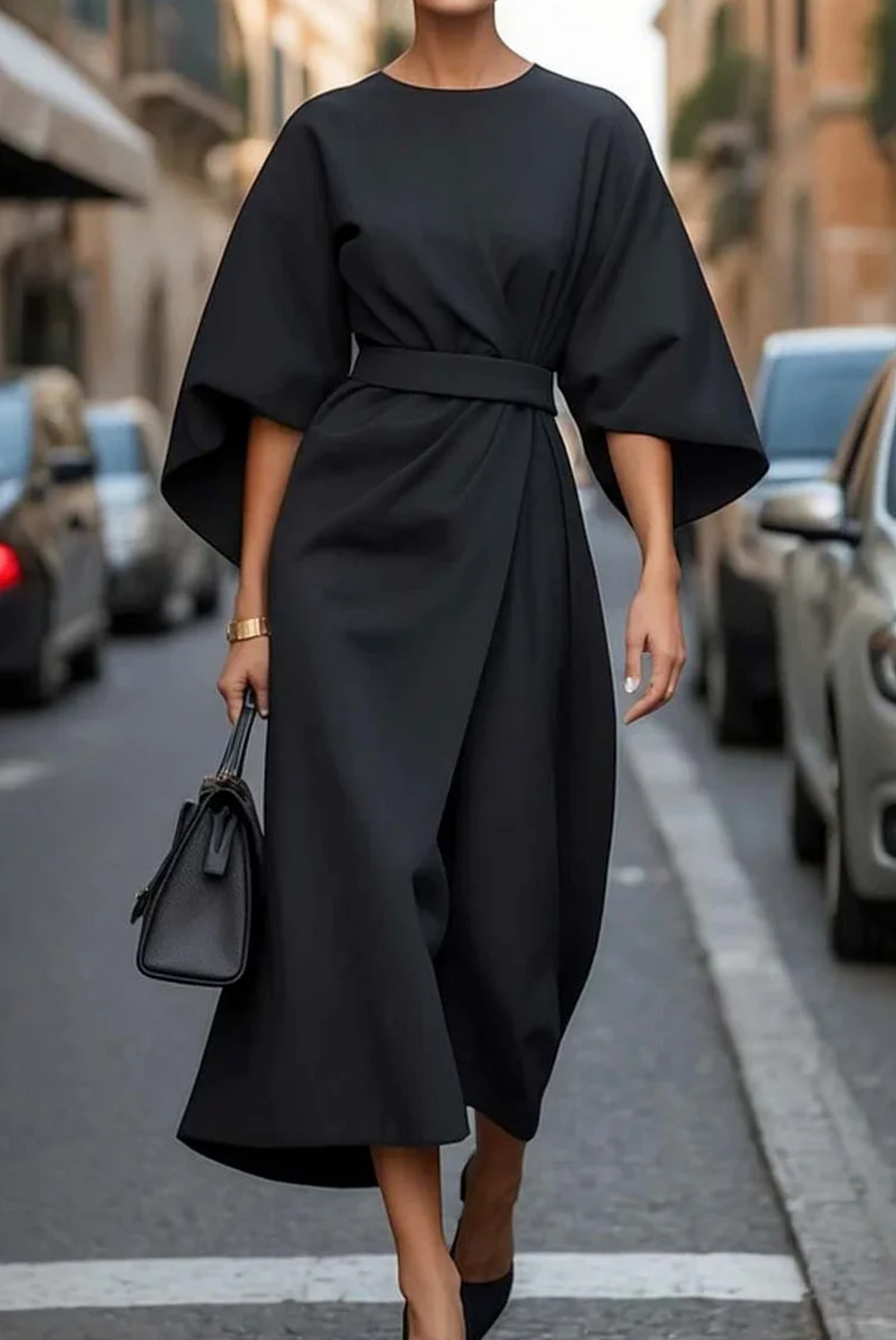 Noemi | Women's Relaxed Fit Wide Sleeve Midi Dress