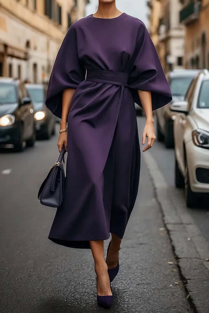 Noemi | Women's Relaxed Fit Wide Sleeve Midi Dress