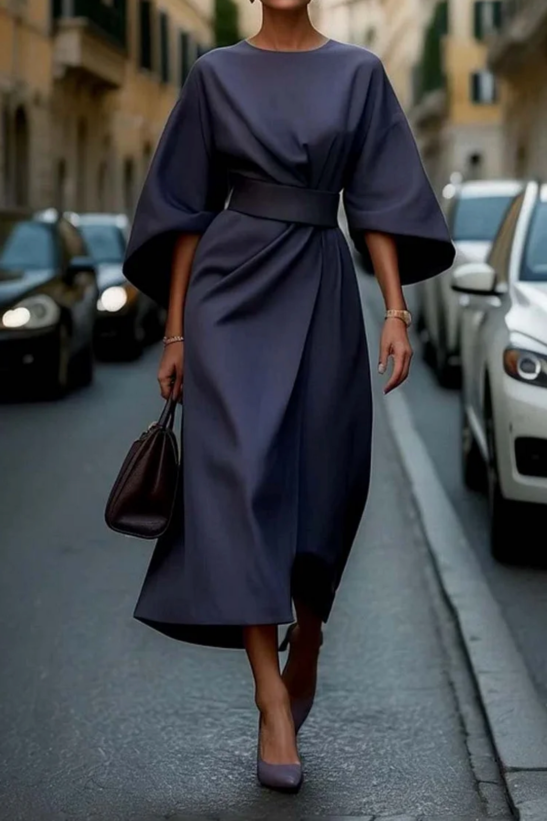 Noemi | Women's Relaxed Fit Wide Sleeve Midi Dress