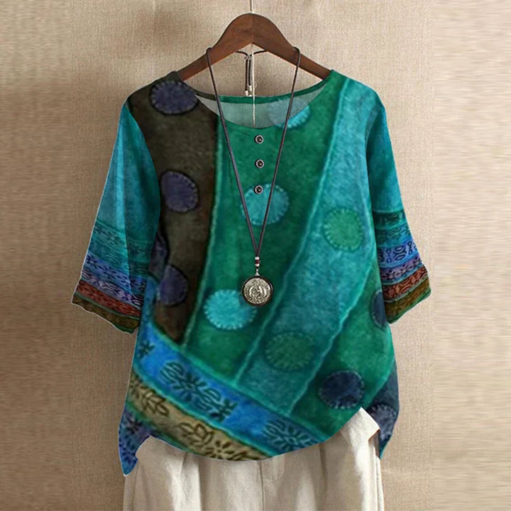 Chloe | Women's Floral Print Short Sleeve Relaxed Fit Casual Blouse