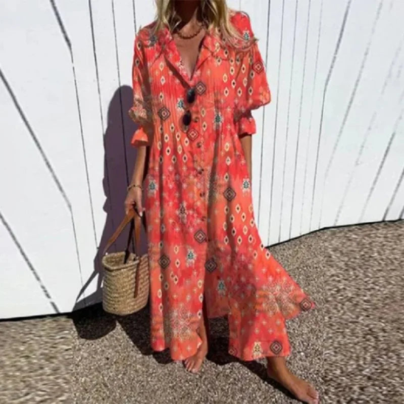 Natasha | Women's Boho Floral Wide Cut Maxi Dress