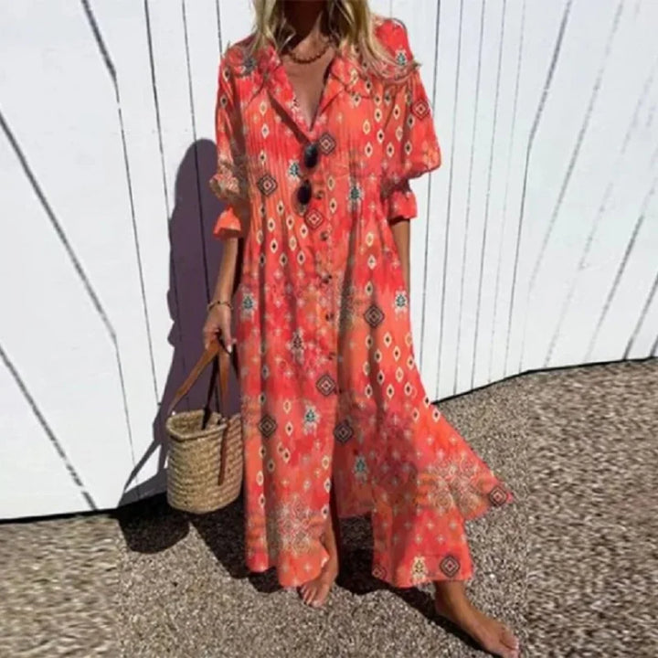 Natasha | Women's Boho Floral Wide Cut Maxi Dress